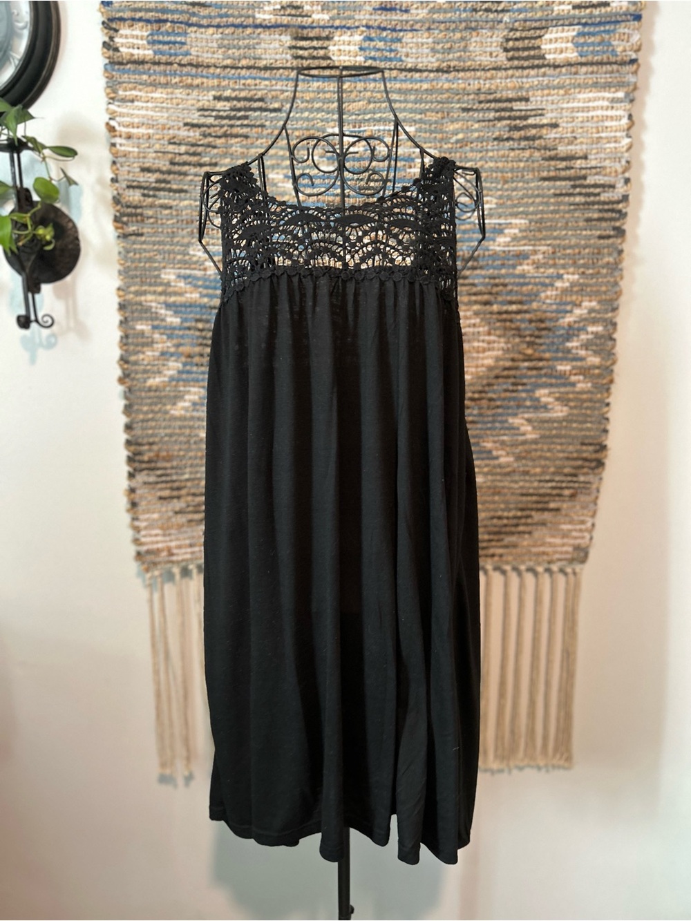 Just Love Black Crochet Yoke Sleeveless Dress